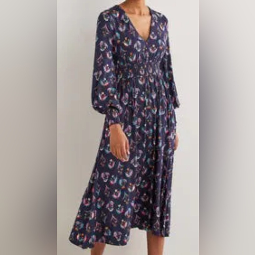 Boden Smocked Jersey Midi Dress. NWT